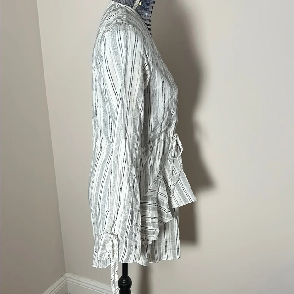 Shona Joy White Ruffled Wrap Dress with Tie Front - Picture 5 of 8
